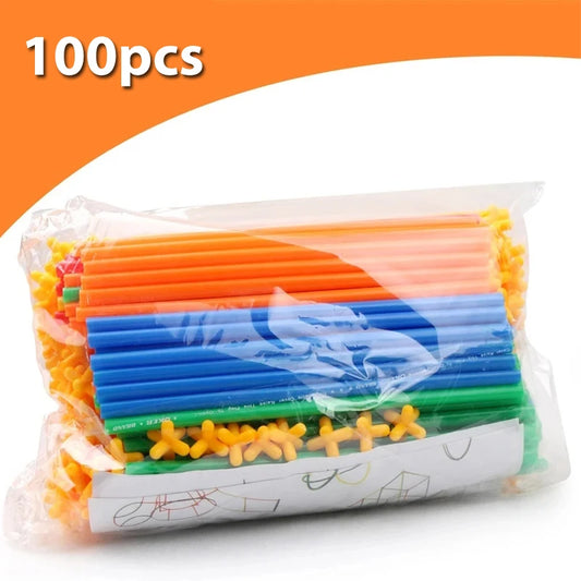 4D DIY Plastic Straw Building Blocks (Creative Straw Blocks Toy)