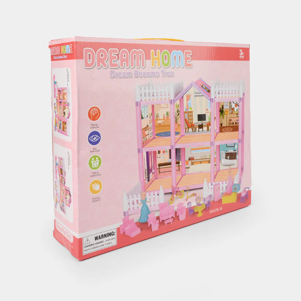 Kids Doll House (Complete Furniture Multi Colour)